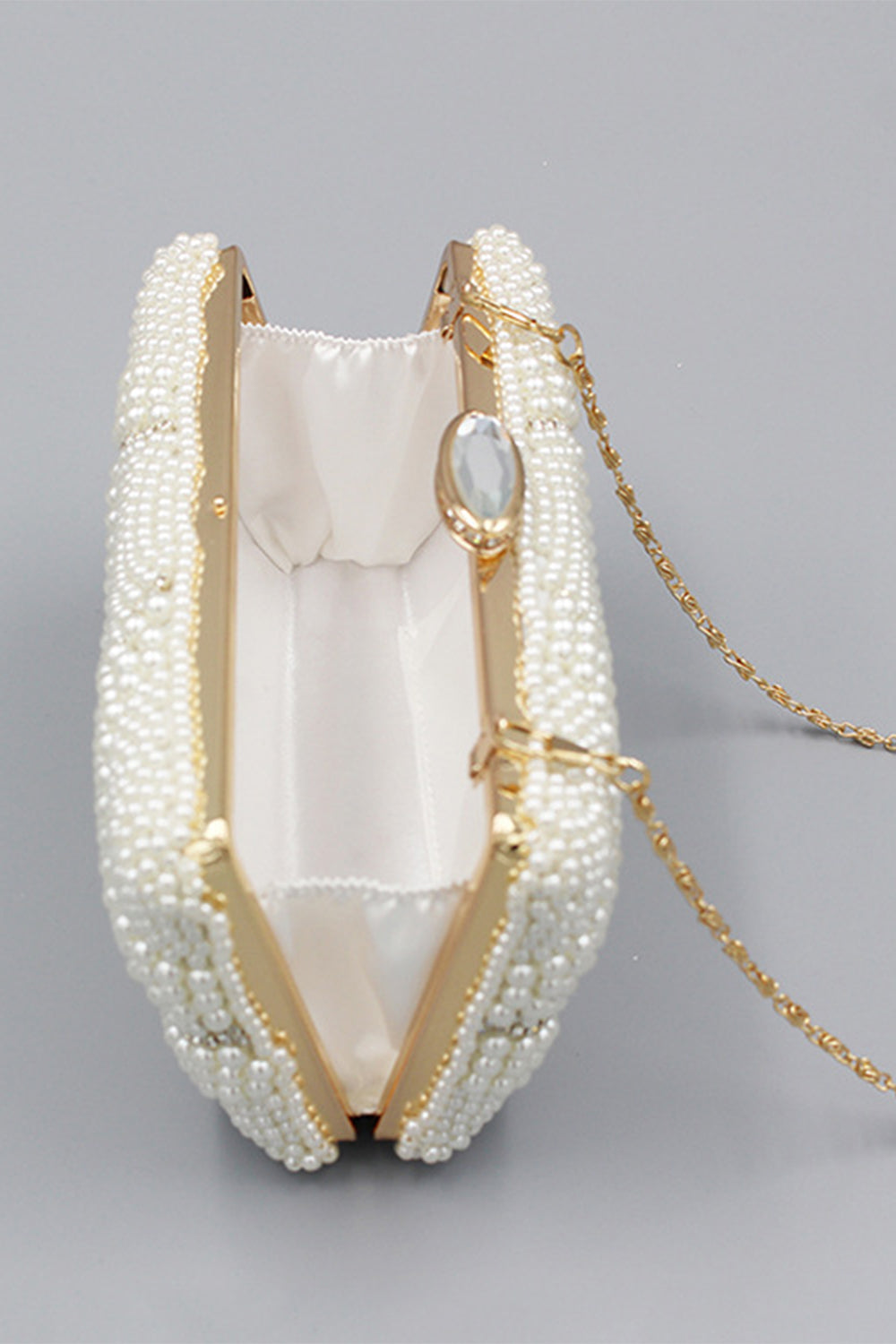 Ivory Beaded Pearl Evening Clutch for Women - Elegant Party Bag for Weddings, Prom & Special Occasions