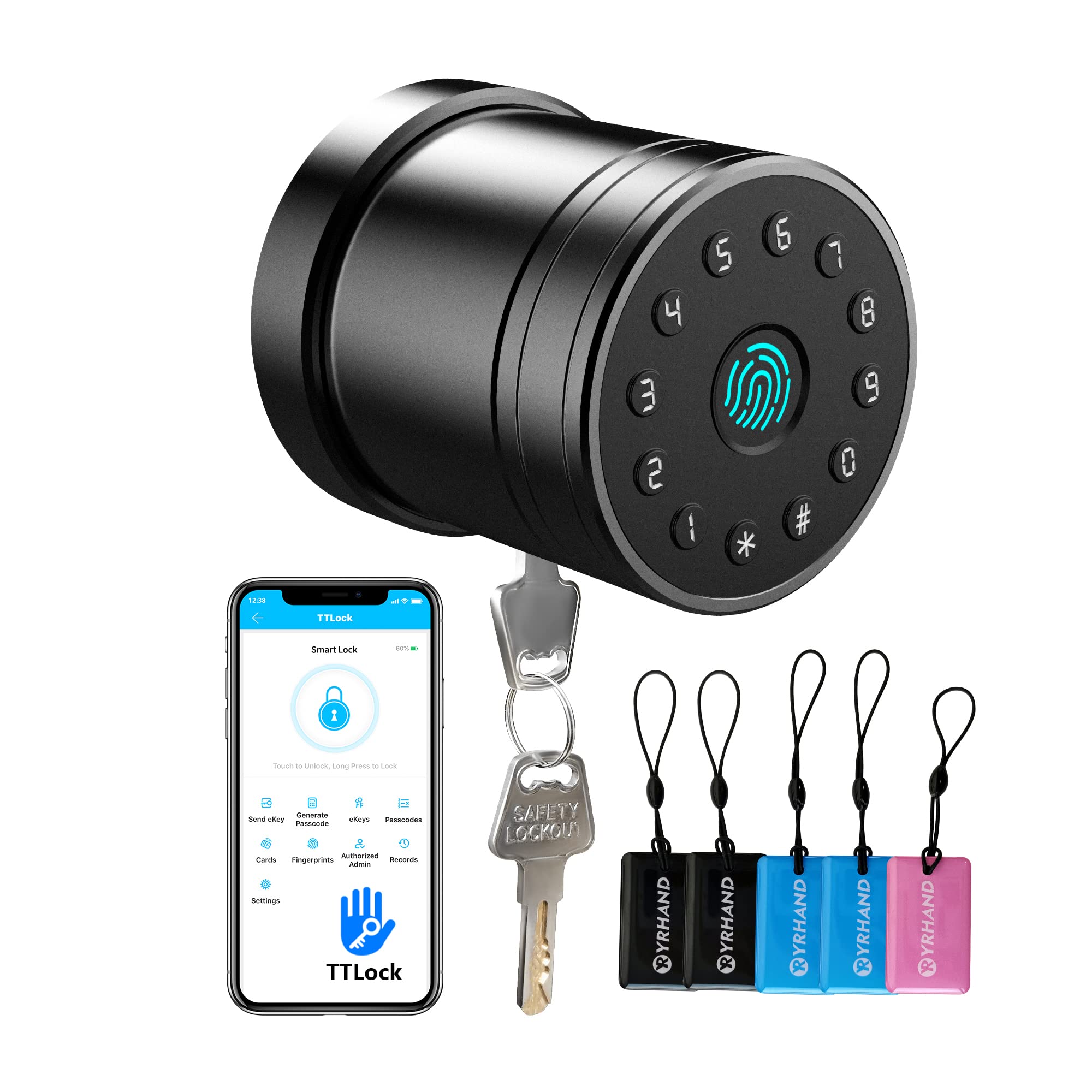 2022 Newest YRHAND Smart Lock - Keyless Entry Fingerprint Door Lock with TTLock App, IC Card, Keypad, Bluetooth for Home & Office | Secure Biometric Digital Lock for Front Door, Apartment, Airbnb