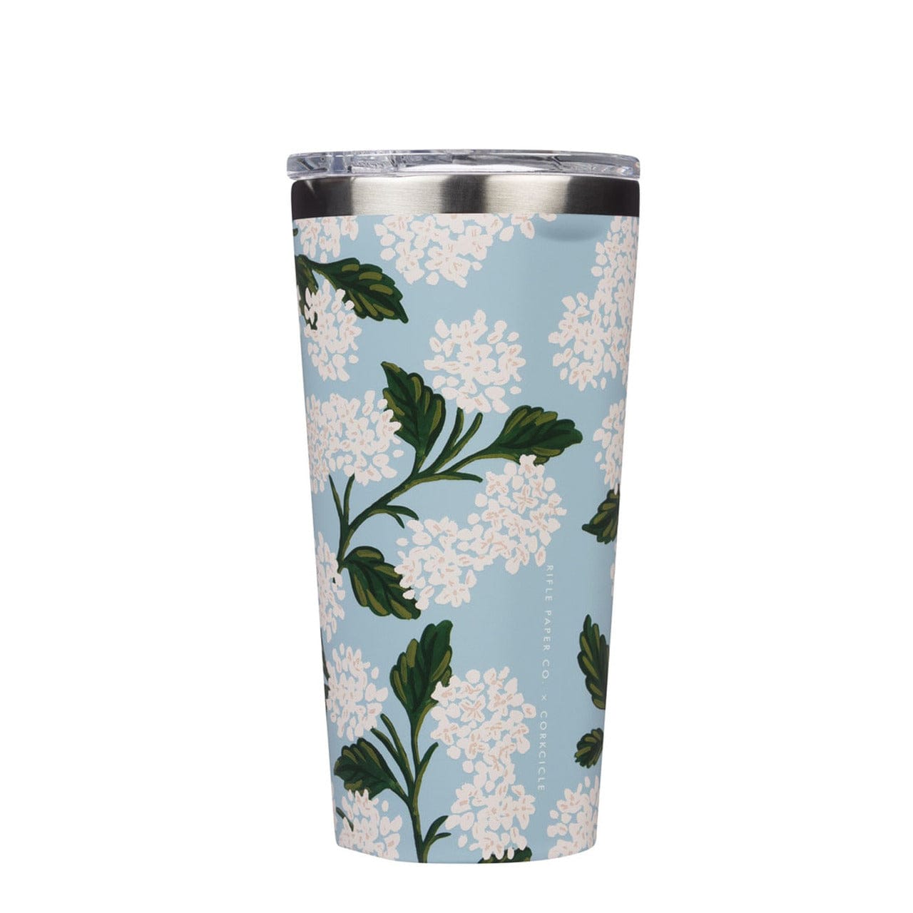 Corkcicle 16oz Stainless Steel Tumbler with Hydrangea Design - Insulated Travel Mug for Hot & Cold Drinks - Perfect for Office, Gym, Hiking & Outdoor Activities