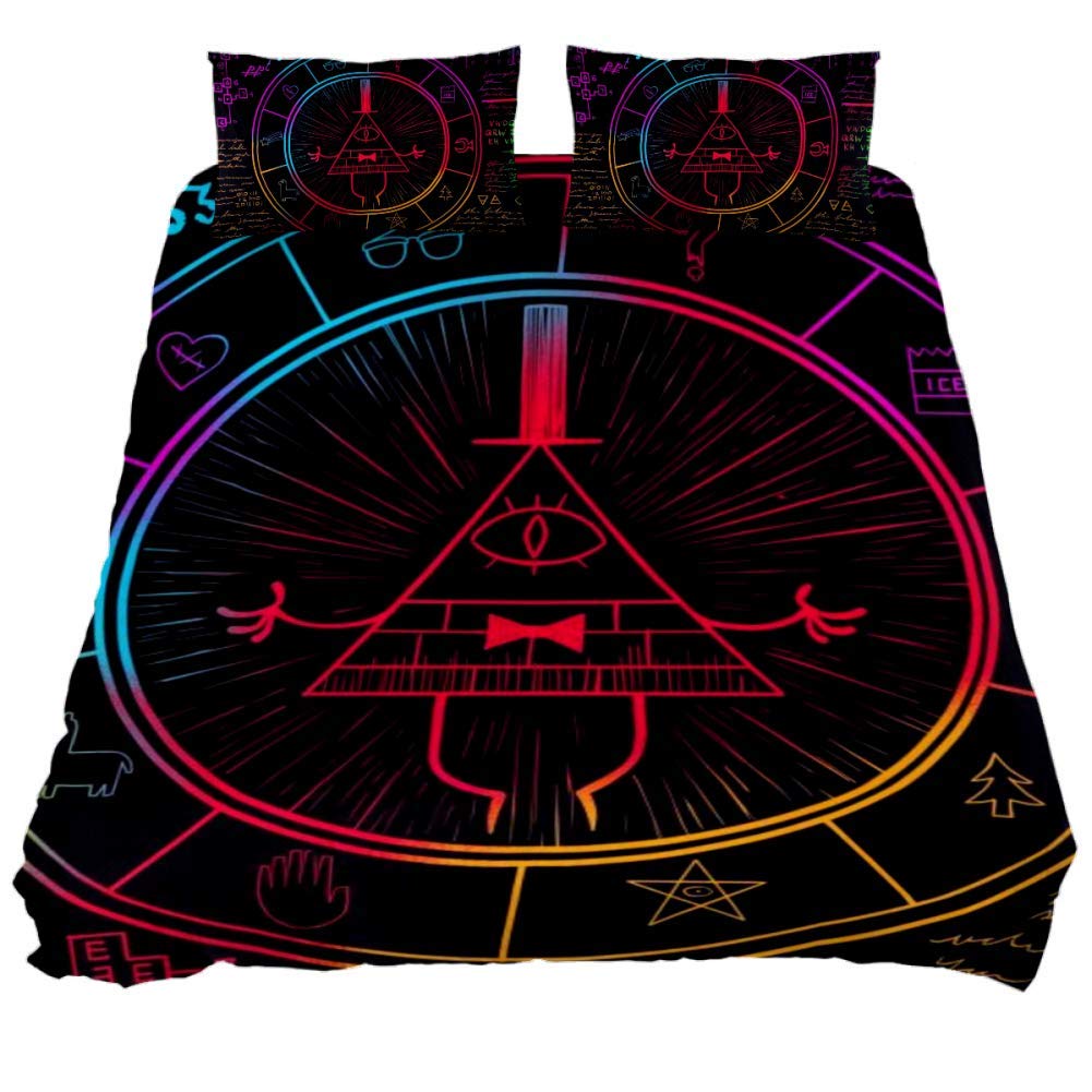 DEYYA 3-Piece Twin Duvet Cover Set - Bill Cipher Wheel Zodiac Design, Microfiber Down Alternative Comforter Cover with Zipper Closure & Corner Ties for Men & Women - Perfect for Teens, Dorm Rooms & Cozy Bedrooms