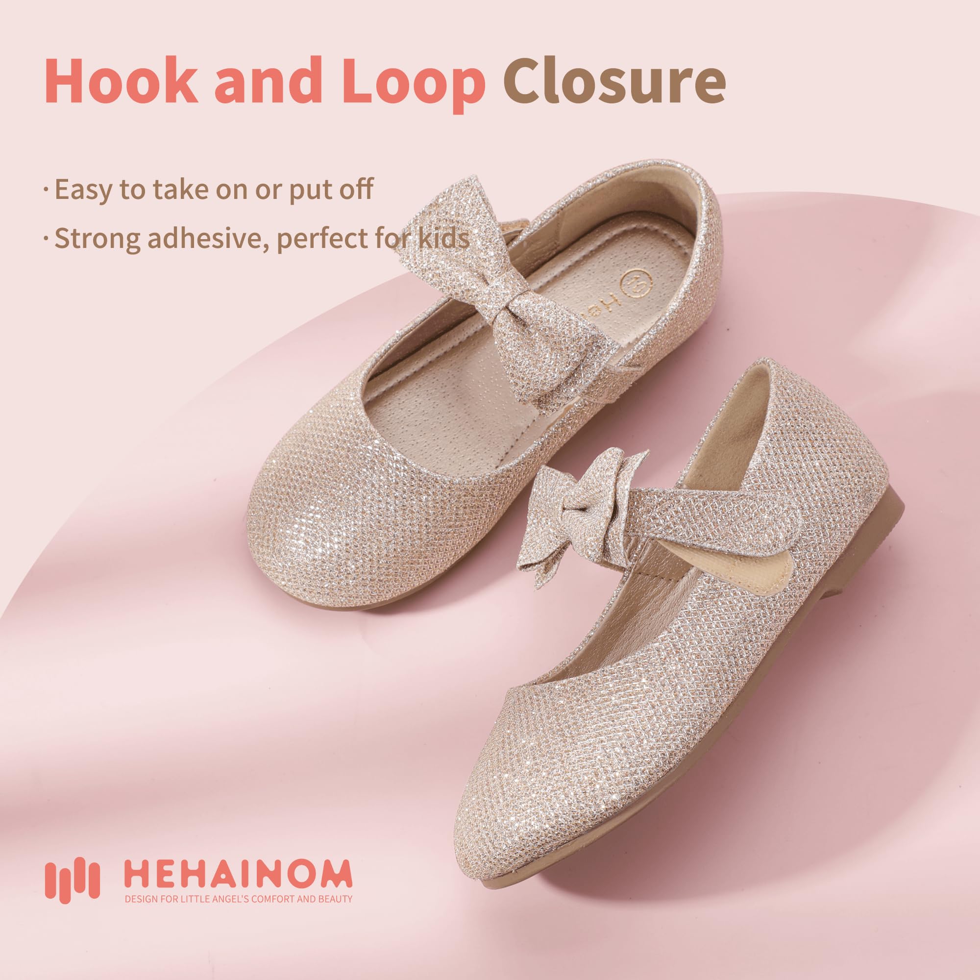 Hehainom Toddler Flower Girls Dress Shoes - Mary Jane Princess Ballet Flats with Bow and Pearls for Party, Wedding, School | Perfect for Special Occasions & Formal Events