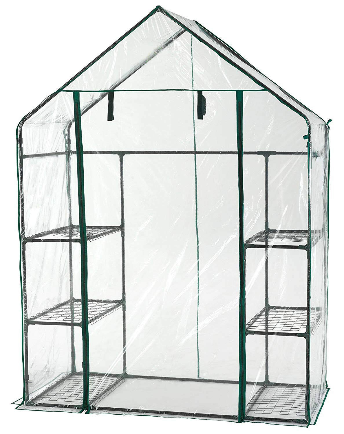 Walk-in Greenhouse with Observation Windows - Large Indoor Outdoor Greenhouse with 6 Sturdy Shelves for Growing Plants, Seedlings, Herbs & Flowers Year-Round - Perfect for Backyard Gardening, Urban Farming & Seasonal Plant Protection