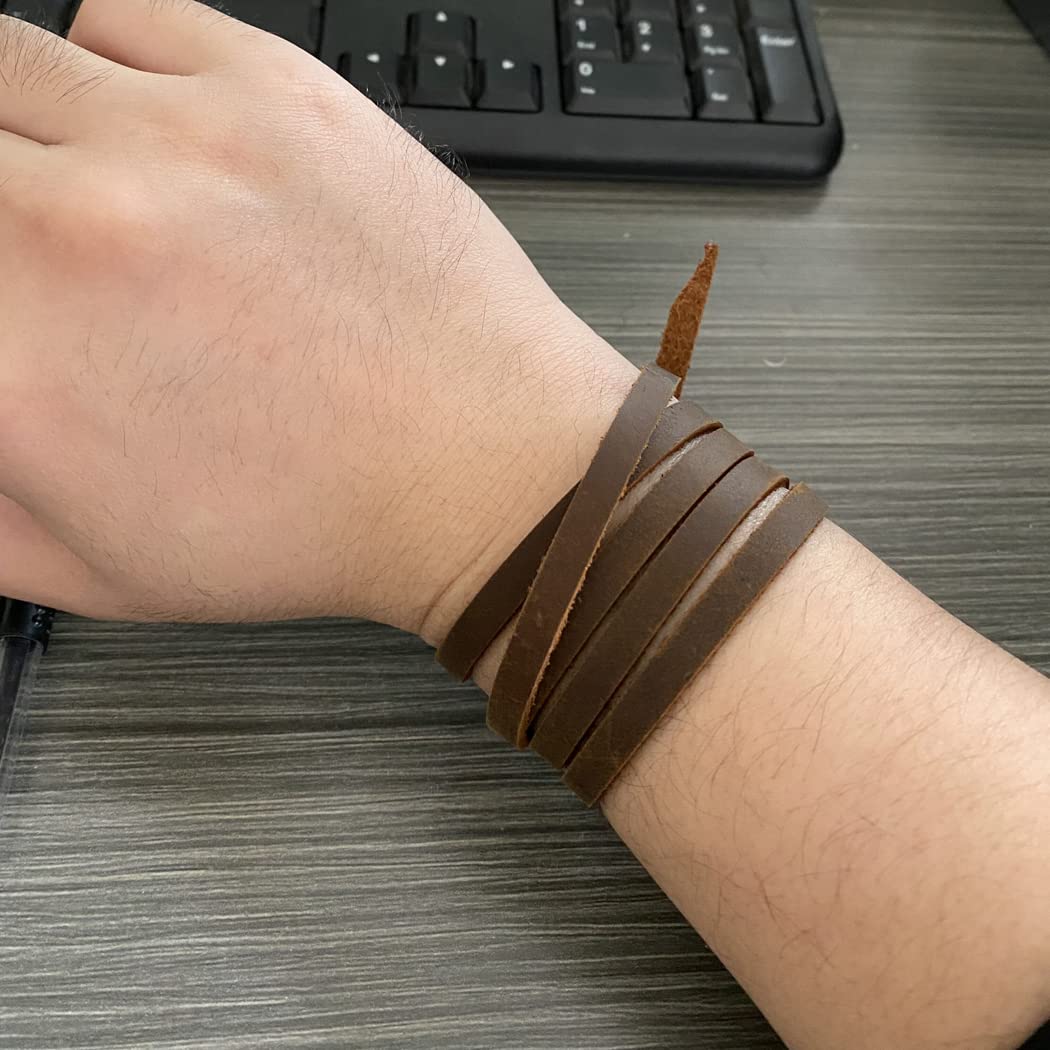 Genuine Leather Wrap Bracelets for Men & Women - Adjustable Stackable Western Boho Cuff Bracelet - Trendy Layered Jewelry for Everyday Wear & Fashion Accessories