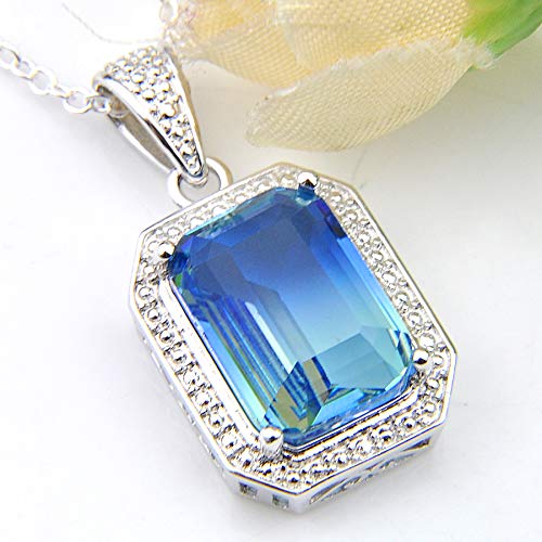 Stunning Rectangle Mystic Tourmaline Gemstone Silver Pendant Necklace for Women | Elegant Jewelry Gift for Her | Perfect for Parties, Weddings & Everyday Wear