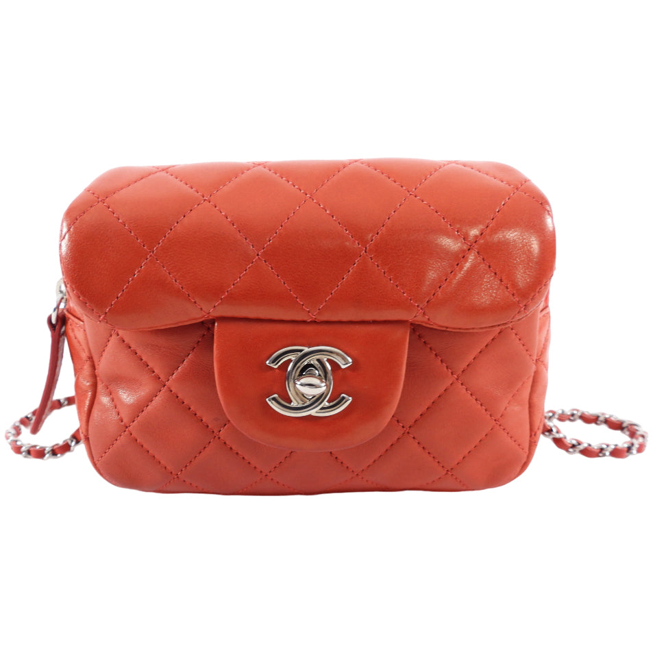 Chanel Red Lambskin Mini Flap Wallet on Chain Crossbody Bag for Women | Luxury Designer WOC Purse with Gold-Tone Hardware | Perfect for Evening Parties, Date Nights & Special Occasions