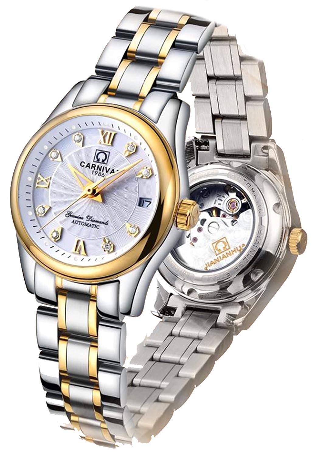 MASTOP Women's Rose Gold Automatic Wrist Watch - Stainless Steel Analog Dress Watch with Crystal Accents for Ladies | Perfect for Office, Party & Formal Occasions