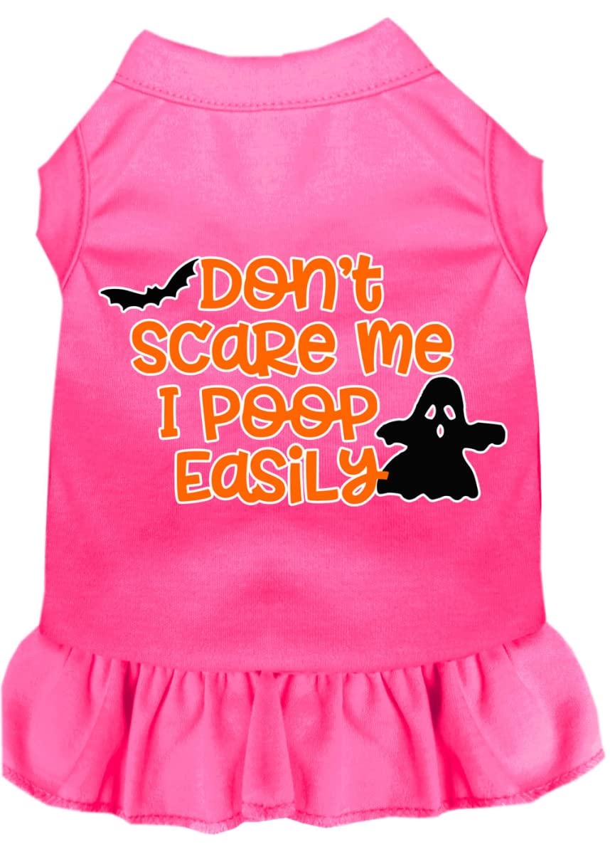 Halloween Pet Costume for Dogs & Cats - 'Don't Scare Me, I Poop Easily' Funny Printed Dog Dress, Bright Pink 4XL (30-45 lbs) - Perfect for Halloween Parties & Pet Photo Shoots