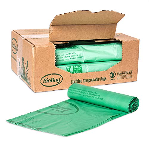 BioBag (USA) The Original 64 Gallon Compostable Trash Bags - 60 Count | 100% Certified Compostable Food Waste Bags | Extra Strong & Durable Trash Liners | Perfect for Kitchen Compost Bins & Organic Waste Disposal