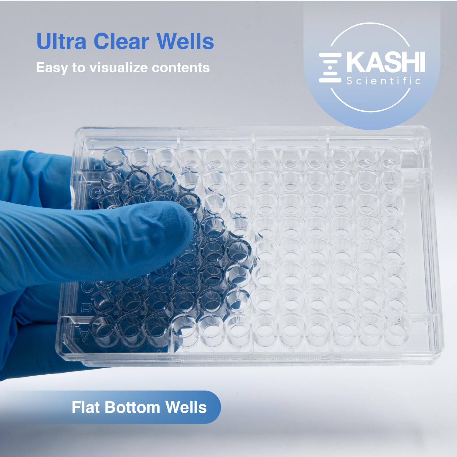 96-Well Polystyrene Flat-Bottom Microplate - Clear Sterile 96 Well Plates with Lids [Pack of 100] for Laboratory Research, ELISA Testing & Cell Culture Applications