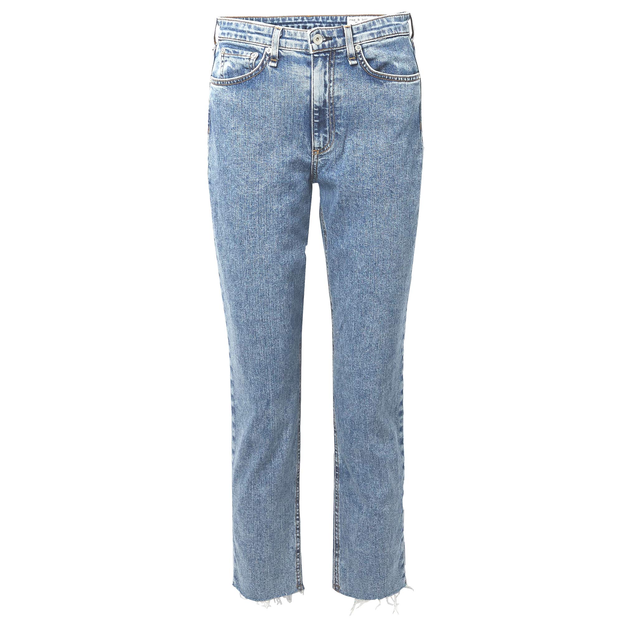rag & bone Women's Nina High Rise Cigarette Ankle Jeans - Mid Wash Denim Pants for Work, Casual & Night Out | Slim Fit Stretch Comfort