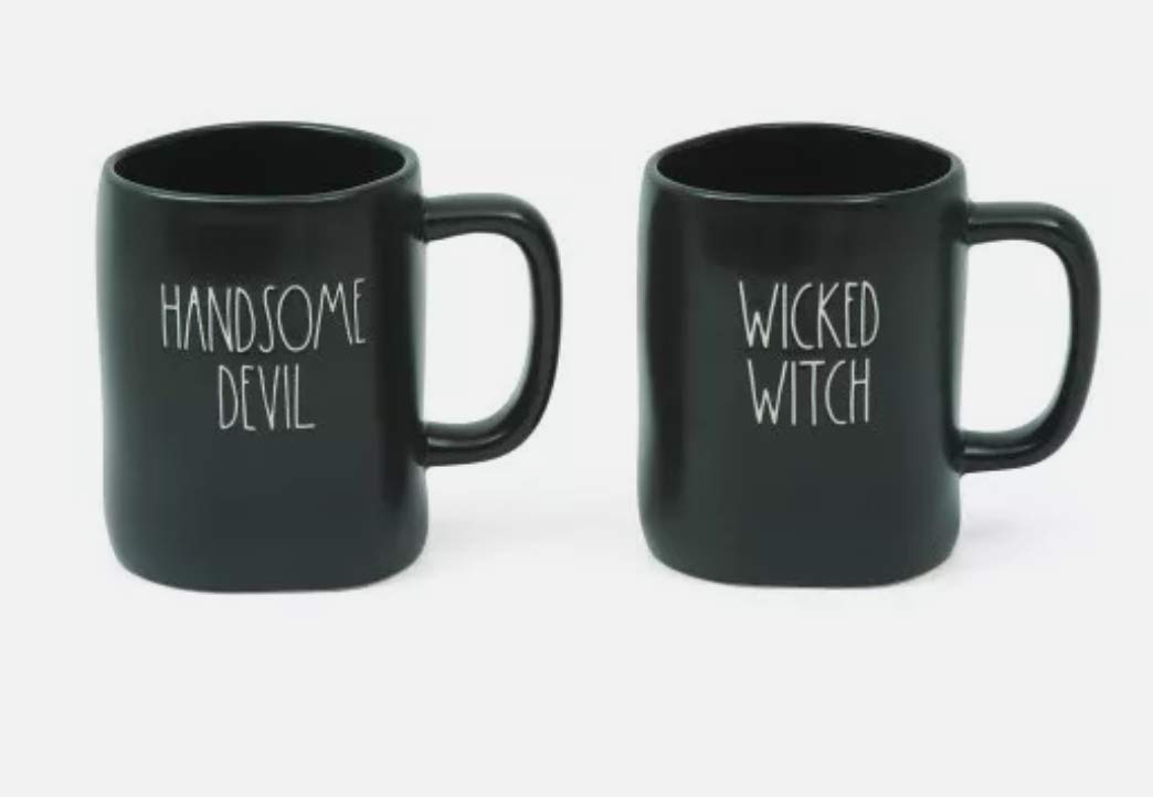 Rae Dunn Halloween Coffee Mugs - Wicked Witch & Handsome Devil Ceramic Tea Cups for Spooky Season Decor & Gifts | Perfect for Halloween Parties, Cozy Fall Beverages, and Themed Home Decor