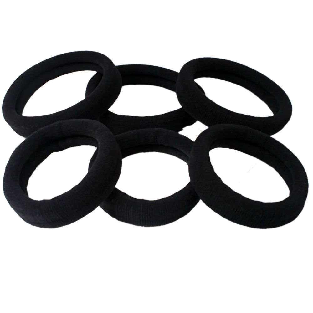 iLoveCos Seamless Hair Bands - 10PCS Black Elastic Hair Ties for Women & Girls, No-Slip Fabric Ponytail Holders for Thick Hair - Perfect for Workouts, Yoga, Office & Everyday Use