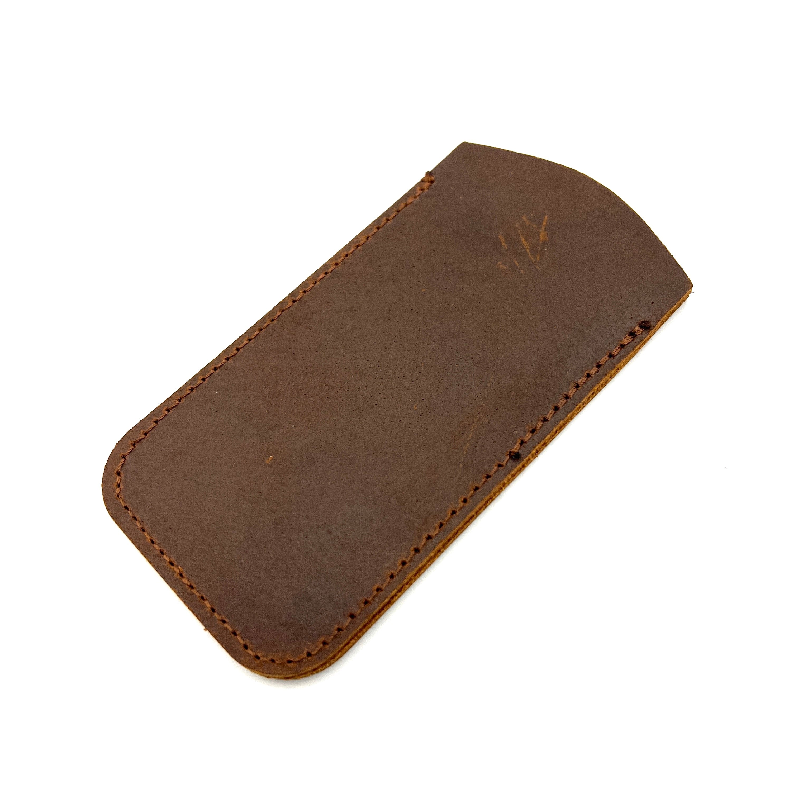 Premium Small Leather Knife Slip with Brown Stitching - Compact & Durable Pocket Knife Sheath for EDC, Camping & Outdoor Adventures