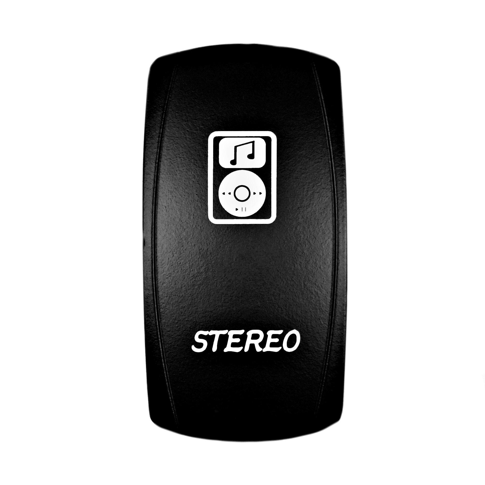 STVMotorsports 5 Pin Laser Automotive Rocker Switches On/Off LED Light 12V 20A - Waterproof Car Interior Accessories for Truck, UTV, ATV, Boat, RV & Off-Road Vehicles (Stereo, Orange) - Perfect for Dashboard, Center Console & Custom Lighting Control