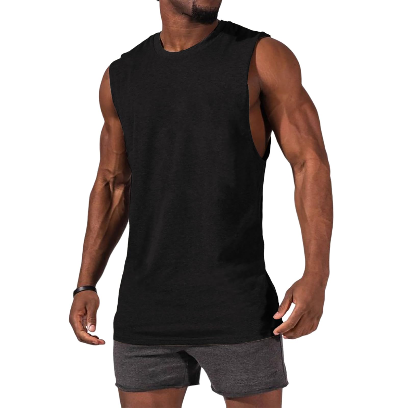 HomyComy Men's Compression Tank Tops - 2 Pack Sleeveless Workout Shirts for Gym, Training & Fitness | Moisture-Wicking & Breathable for Running, Weightlifting & CrossFit