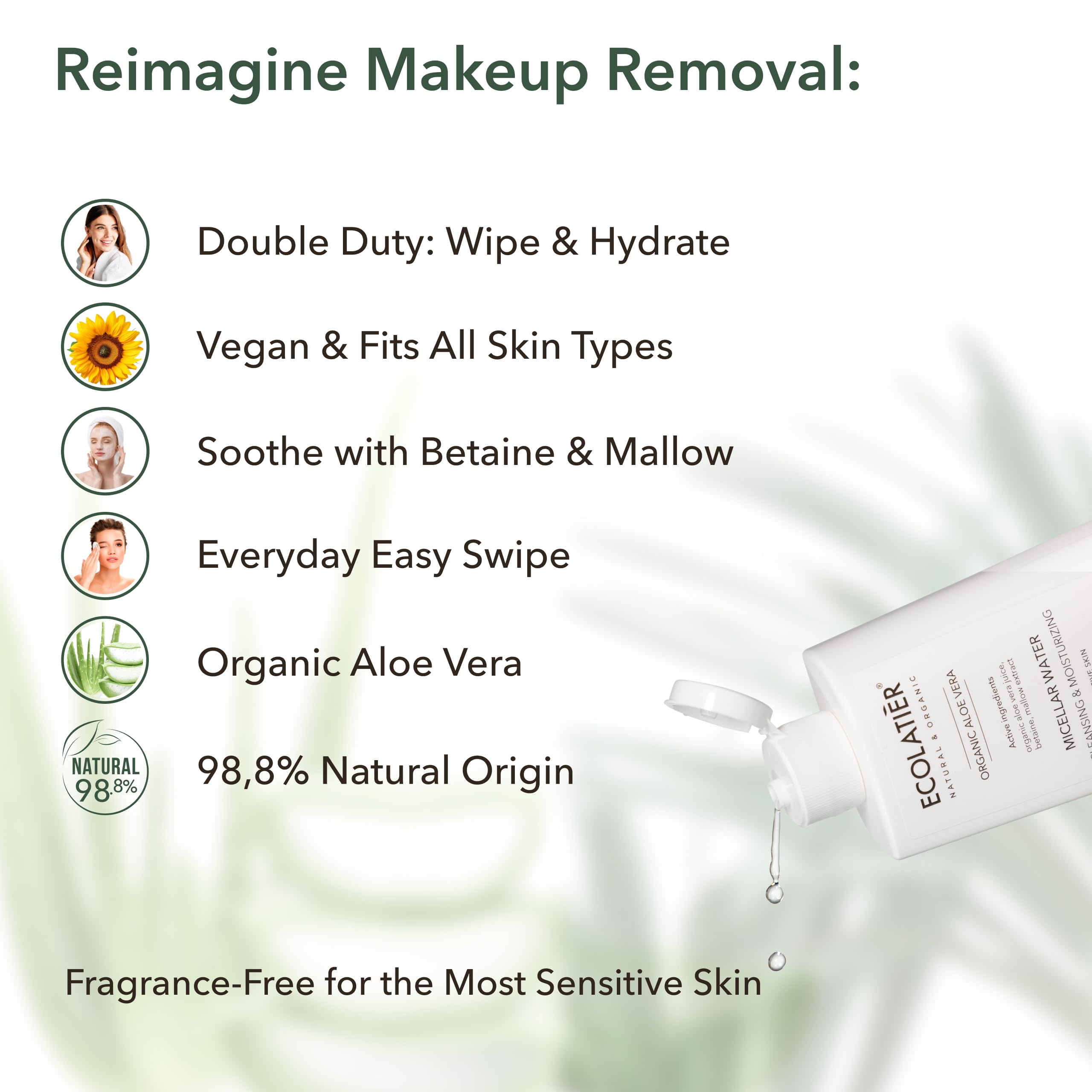 Organic Skincare Bundle - Micellar Cleansing Water, Foaming Facial Cleanser & Daily Moisturizing Cream with Aloe Vera & Argan Oil - Hydrating, Nourishing & Gentle for All Skin Types - Vegan & Cruelty-Free - Perfect for Daily Skincare Routine, Travel & Sensitive Skin Care