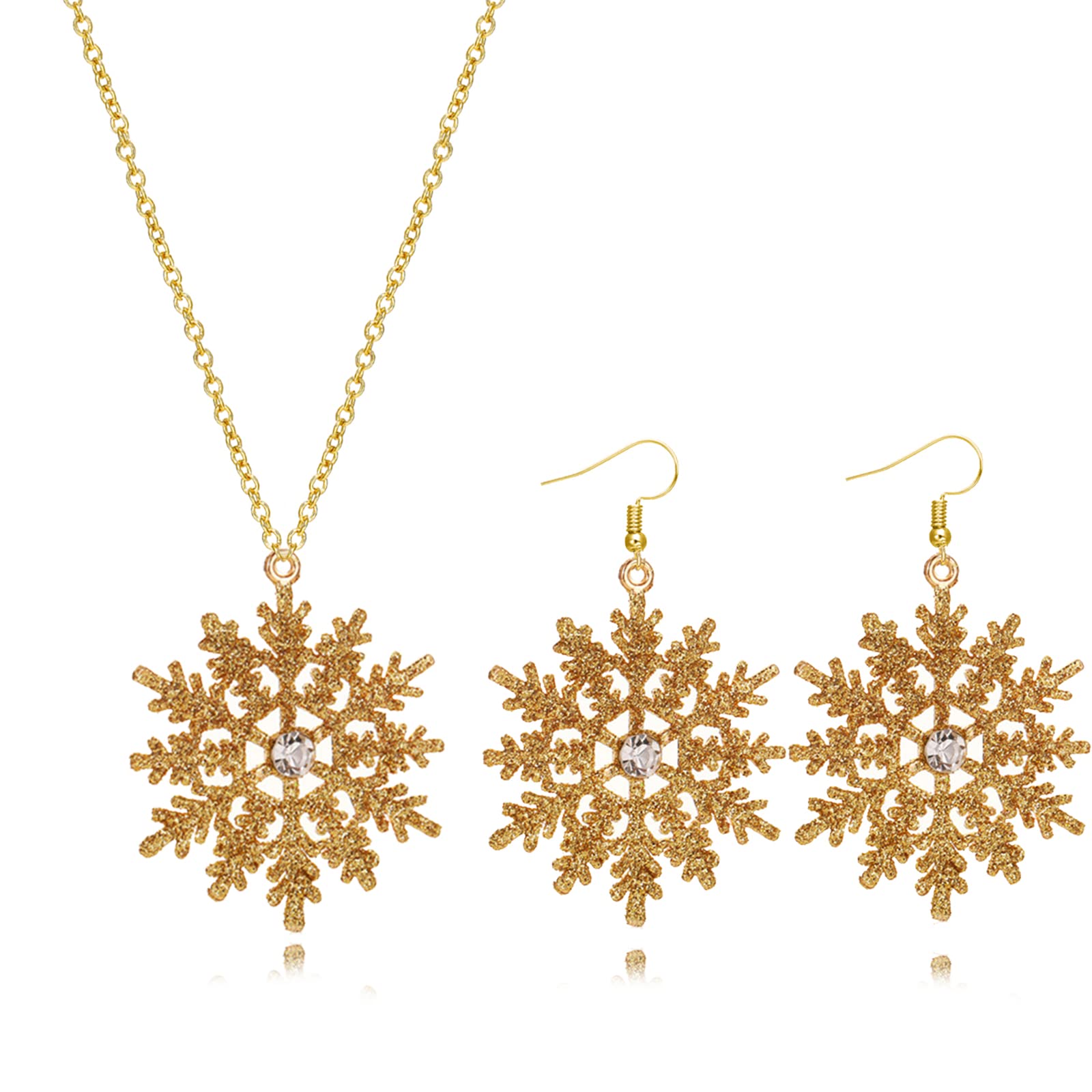 Snowflake Earrings for Women - Winter Snowflake Necklace & Dangle Earrings Set - Christmas Wedding Gifts for Her - Perfect for Holiday Parties, Bridal Accessories & Festive Occasions