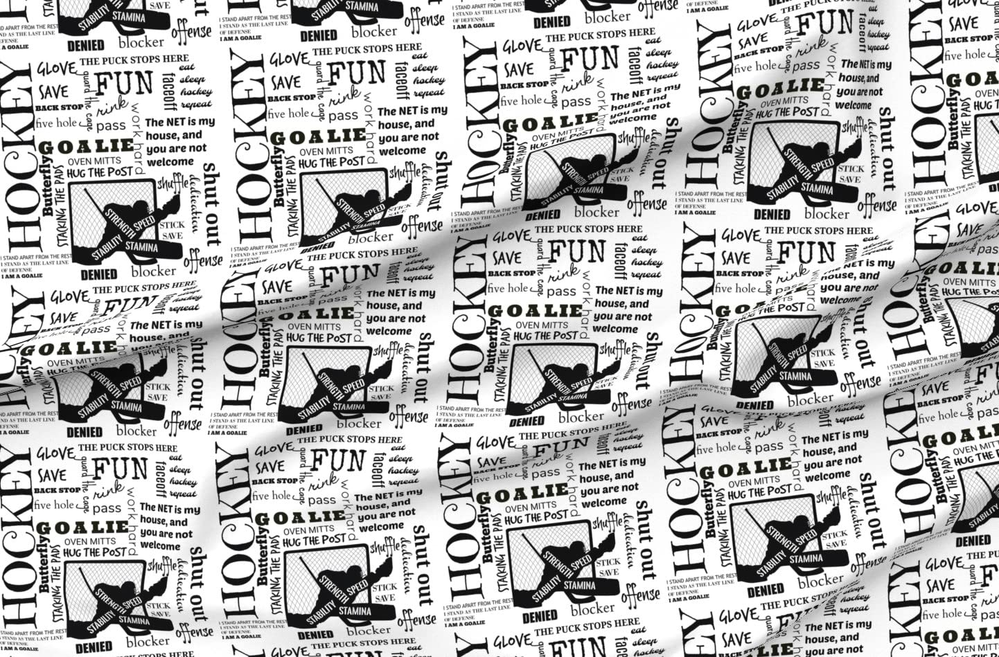 Premium Spoonflower Fabric - Soft Minky Hockey Goalie Print by The Yard - Perfect for Sewing Baby Blankets, Quilt Backing & Plush Toys | DIY Craft Projects & Home Decor
