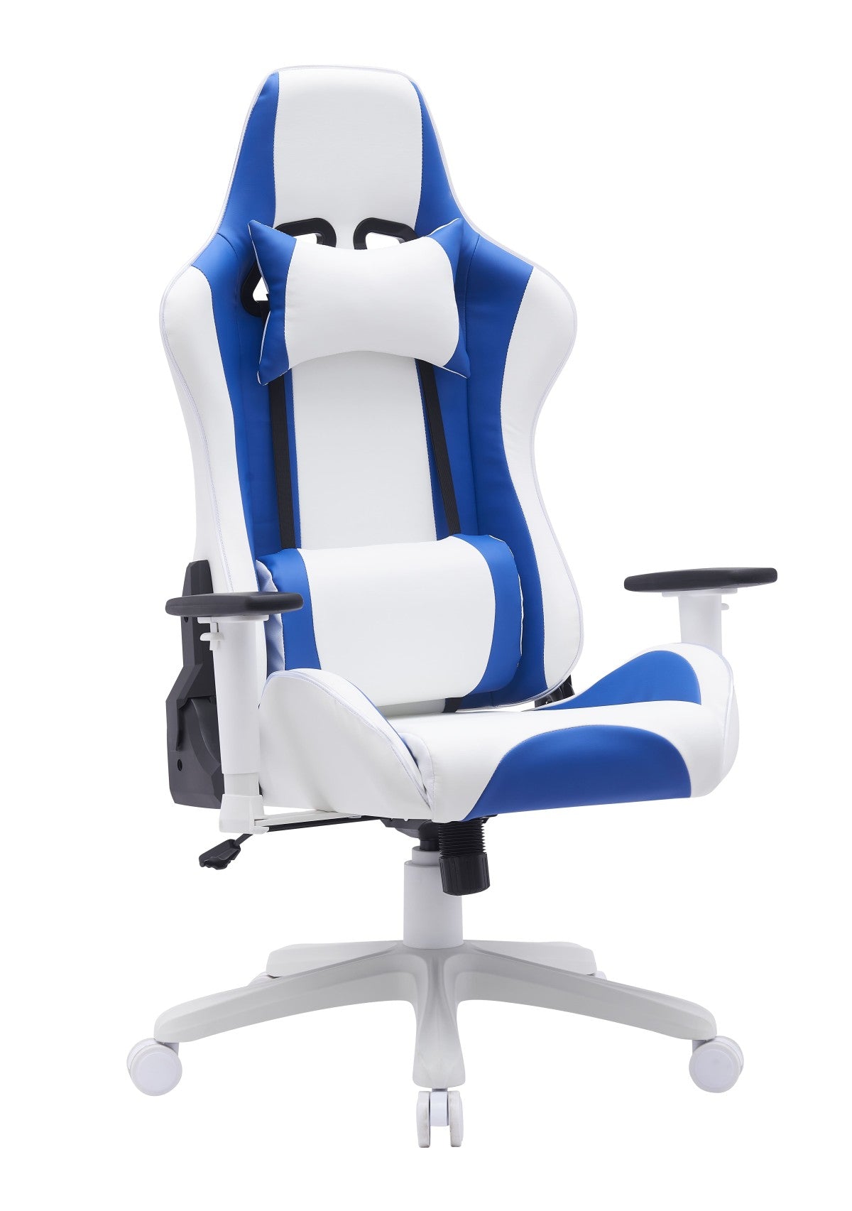 Premium Ergonomic Gaming Chair with Lumbar Support - White & Blue - Perfect for PC, Console Gaming & Home Office Setup