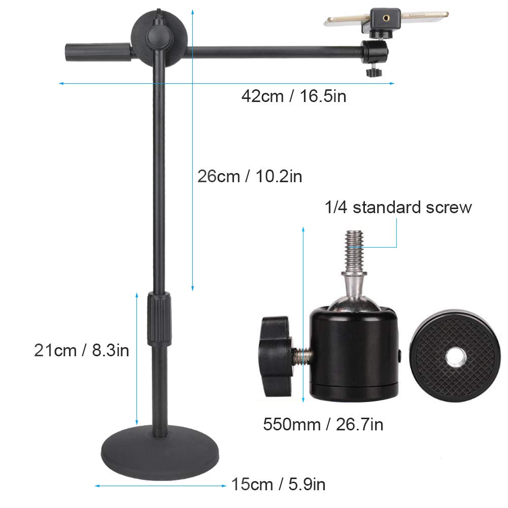 VBESTLIFE Adjustable Desktop Phone Stand with Flexible Arm - Universal Smartphone Holder for Video Recording, Live Streaming & Photography - Perfect for Home Office, YouTube Videos & TikTok Content Creation