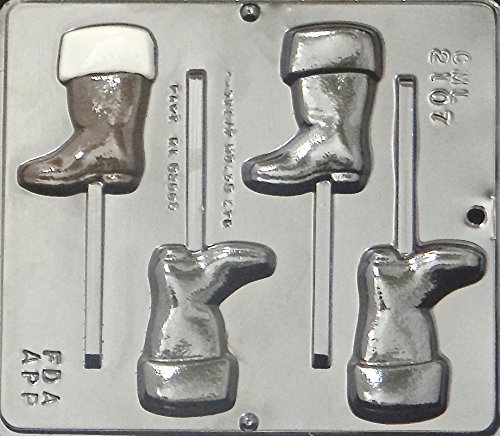 Santa's Boot Lollipop Chocolate Candy Mold for Christmas Baking - Holiday Treats, DIY Desserts & Party Favors (Model 2107)