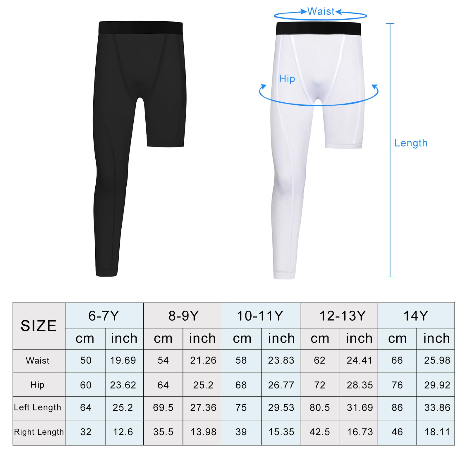 2 Pack Boys' Compression Pants with Pockets - Moisture Wicking Athletic Base Layer Leggings for Basketball, Running & Workout | Youth Sports Tight Long Pants