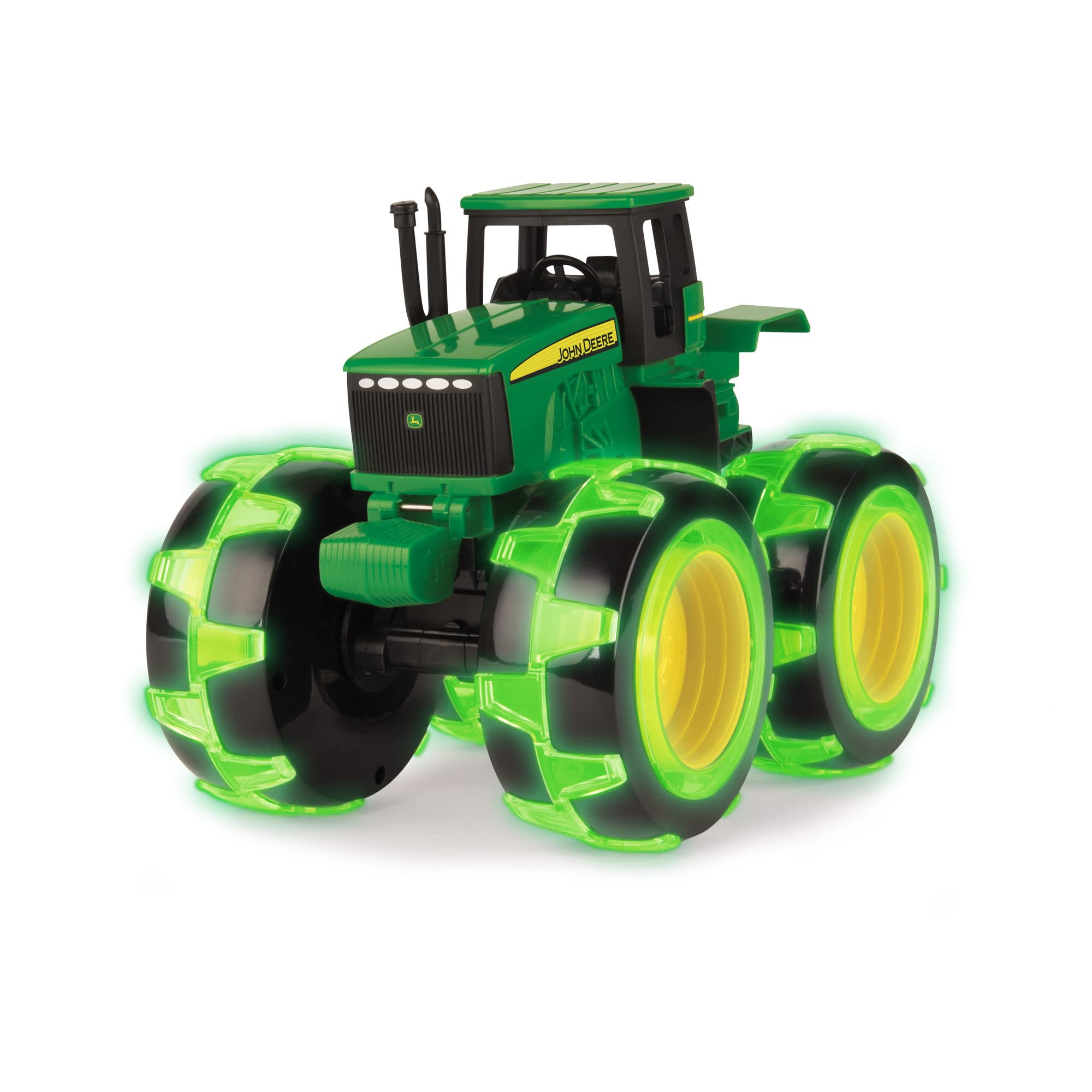 John Deere Tomy Monster Treads Lightning Wheels Tractor Toy - Motion Activated Light Up Monster Truck with Big Tires - Frustration Free Packaging - Best Gift for Boys & Girls Ages 3+ - Perfect for Indoor Play, Birthday Parties & Pretend Farming Adventures