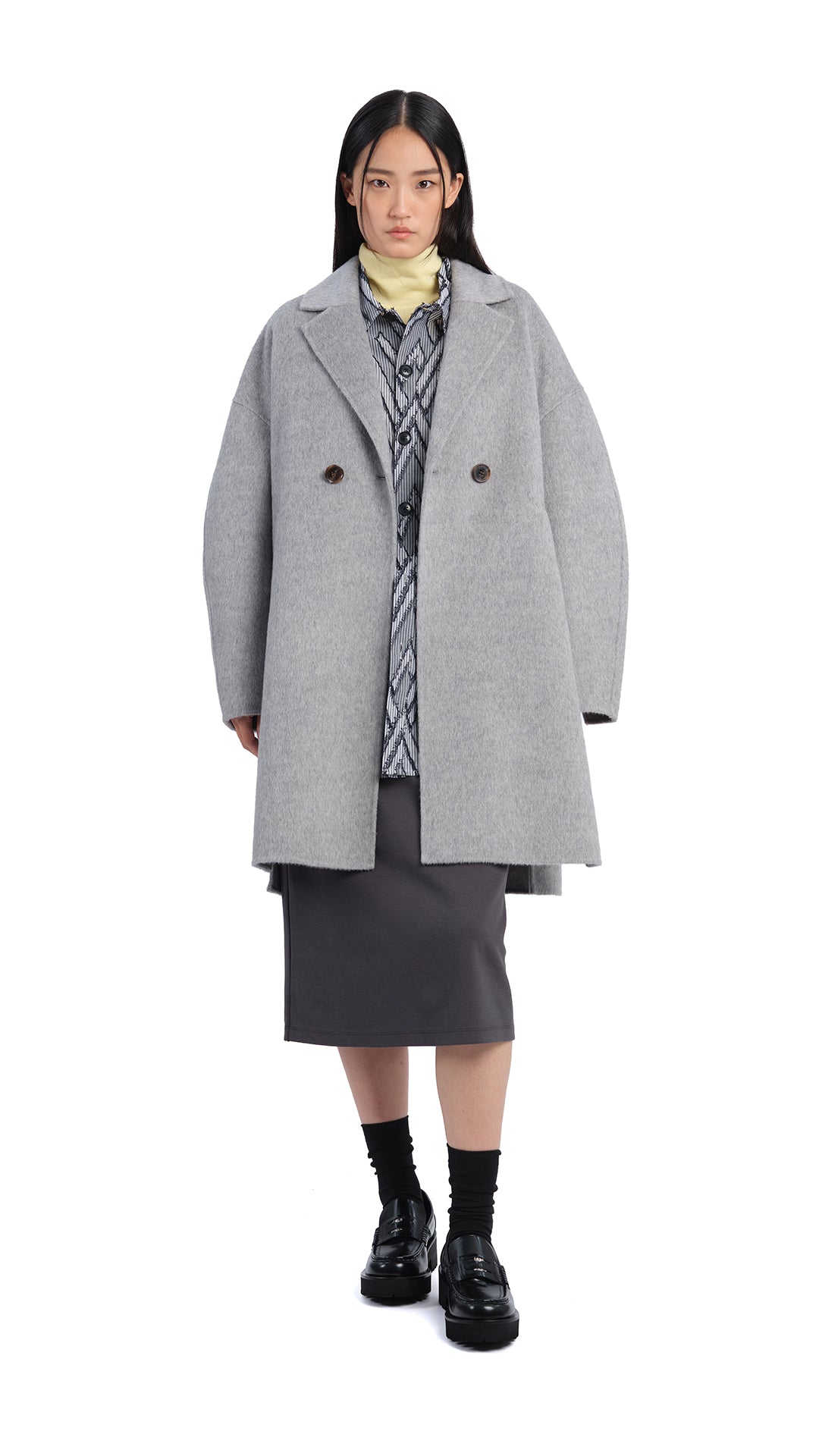 Melange Double Face Coat for Women - Soft & Warm Winter Outerwear - Perfect for Office, Travel & Casual Outfits