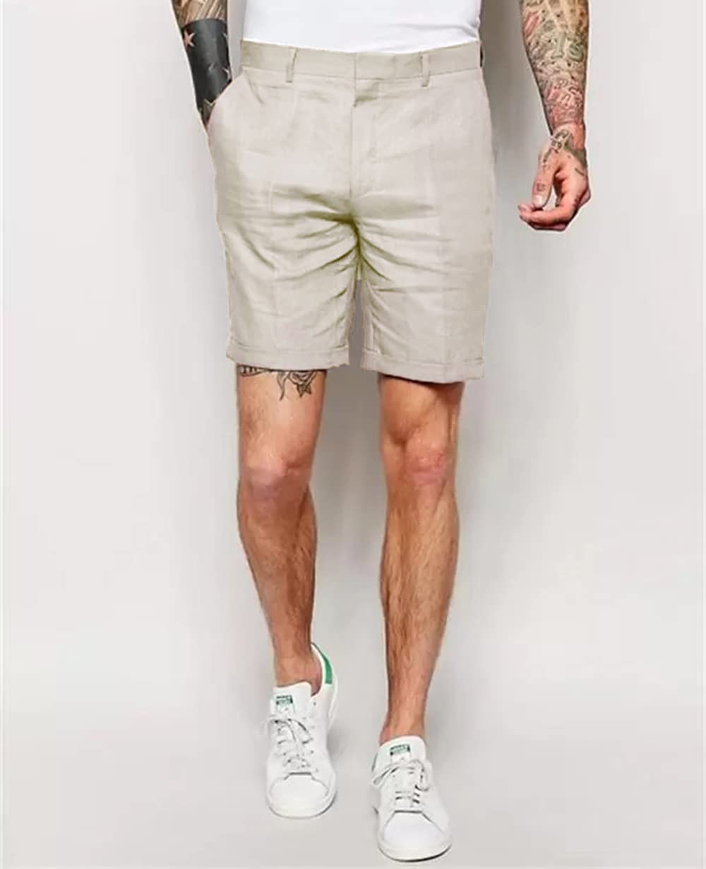 Men's 2-Piece Casual Linen Suit Set - Summer Beach Wedding Groomsmen Outfit with Slim Fit Vest & Short Pants | Perfect for Beach Weddings, Tropical Vacations & Summer Parties