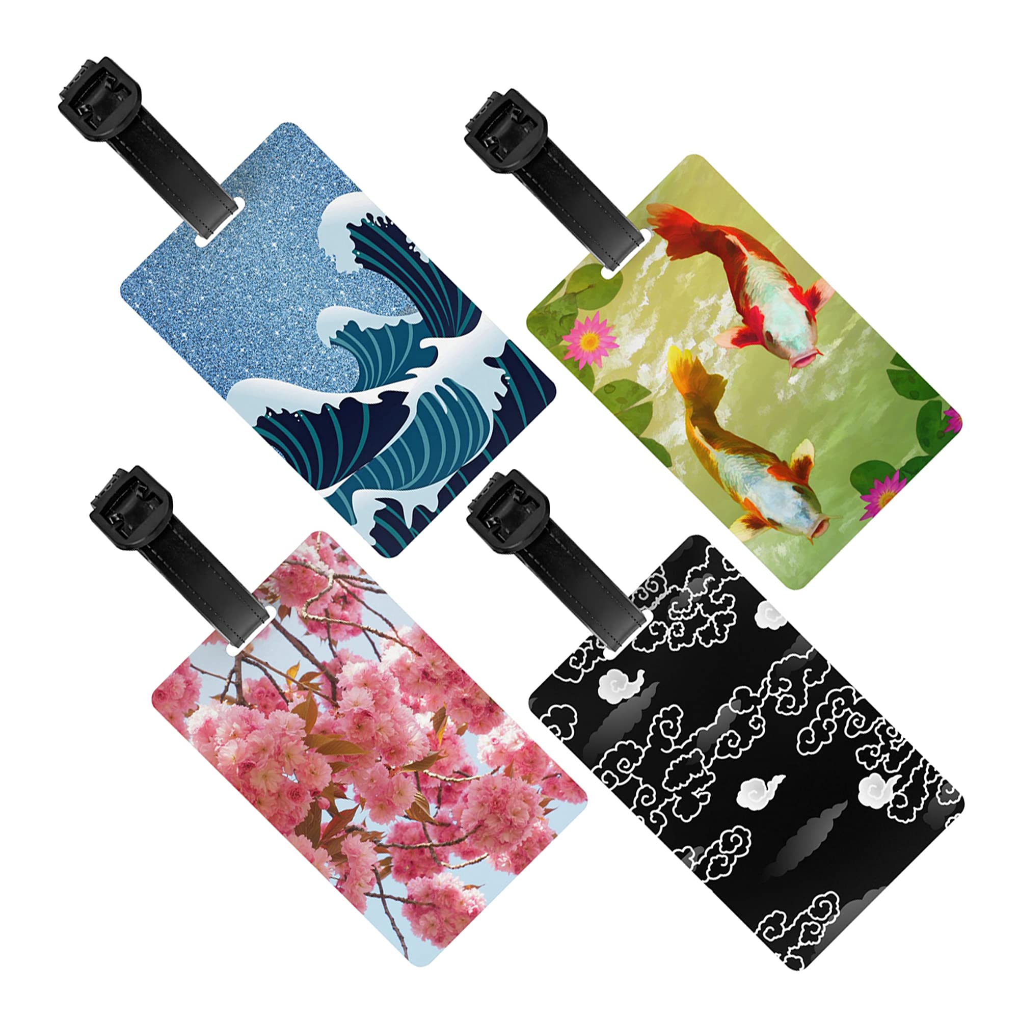 4-Pack Durable PVC Luggage Tags for Suitcases - Personalized Name ID Card Travel Baggage Labels for Women, Men & Kids - Perfect for Airports, Cruises & Family Vacations