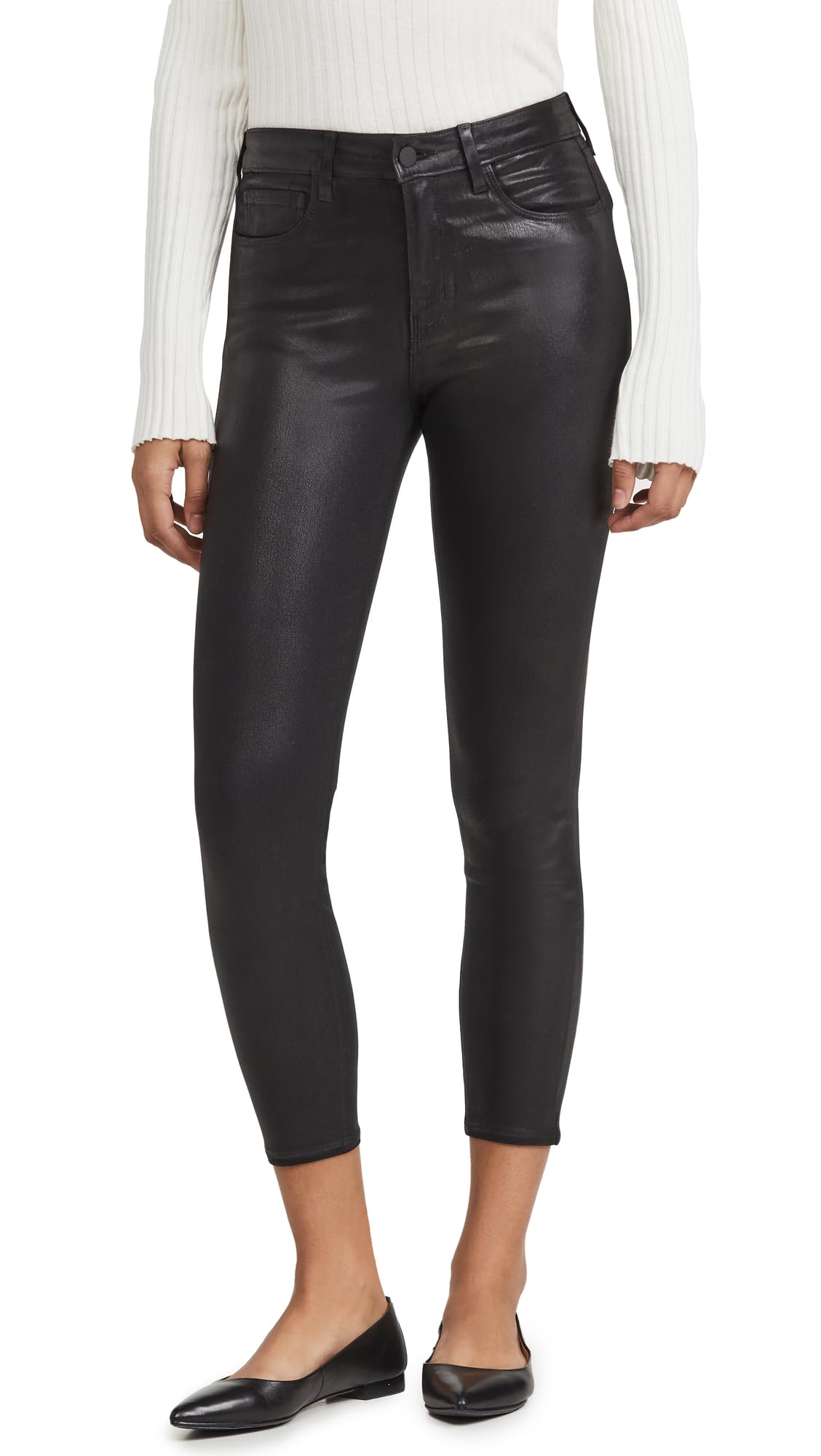L'AGENCE Women's Margot Coated Skinny Jeans - High Waist Stretch Denim Pants for Casual & Office Wear | Fashionable Slim Fit Jeans for Everyday Style