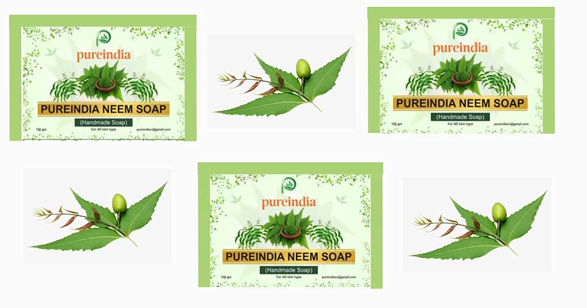 **PUREINDIA Handmade Neem Scrub Bar for Acne & Pimples - Pack of 3 (100g Each) with Natural Neem Petals & Oil - No Synthetic Fragrance - Facial & Body Cleansing for Clear Skin - Perfect for Daily Skincare Routine**