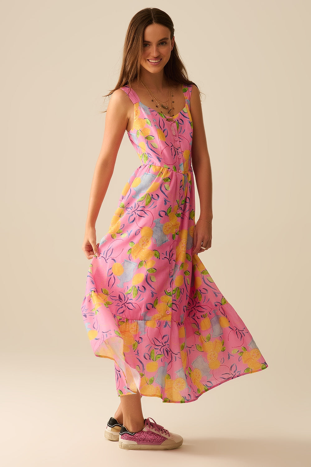 Maxi Rose Print Sleeveless Robe - Floral Summer Dress for Women | Beach Cover-Up, Lounge Wear, and Casual Outfits