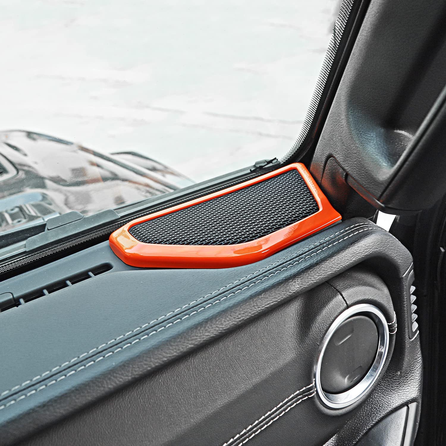 2018-2024 Jeep Wrangler JL/JLU & Gladiator JT A-Pillar Speaker Cover Trim - Orange Interior Accessories | Custom Car Decor & Sound System Upgrade