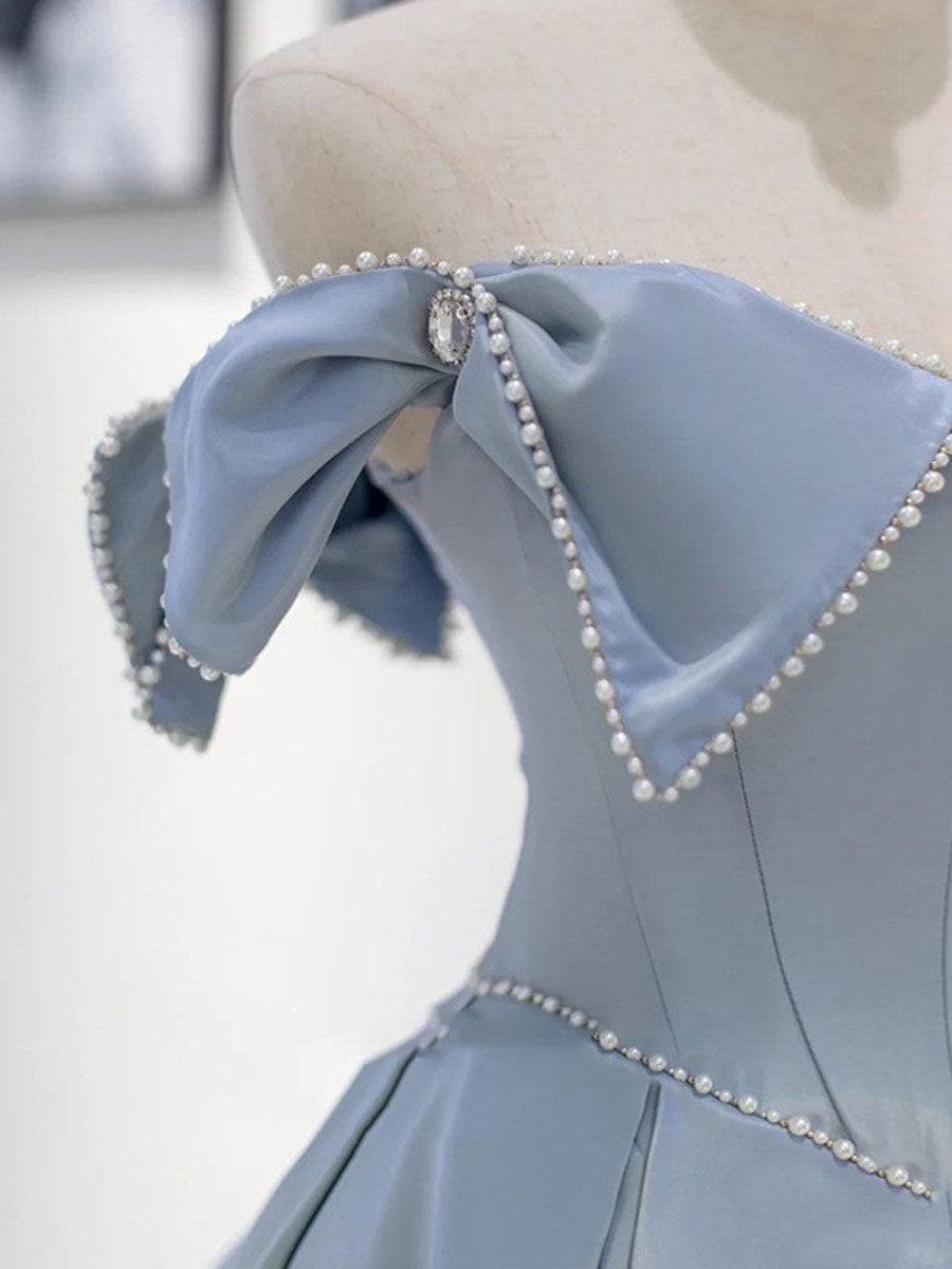 Elegant Navy Blue Satin A-Line Prom Dress for Women - Formal Evening Gown for Graduation, Homecoming & Special Occasions