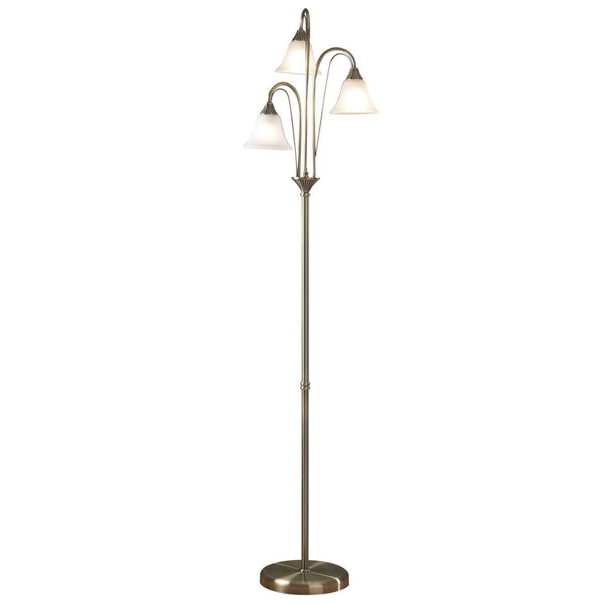 Vintage Boston Floor Lamp in Antique Brass with Glass Shade - Perfect for Living Room, Bedroom, or Office Lighting