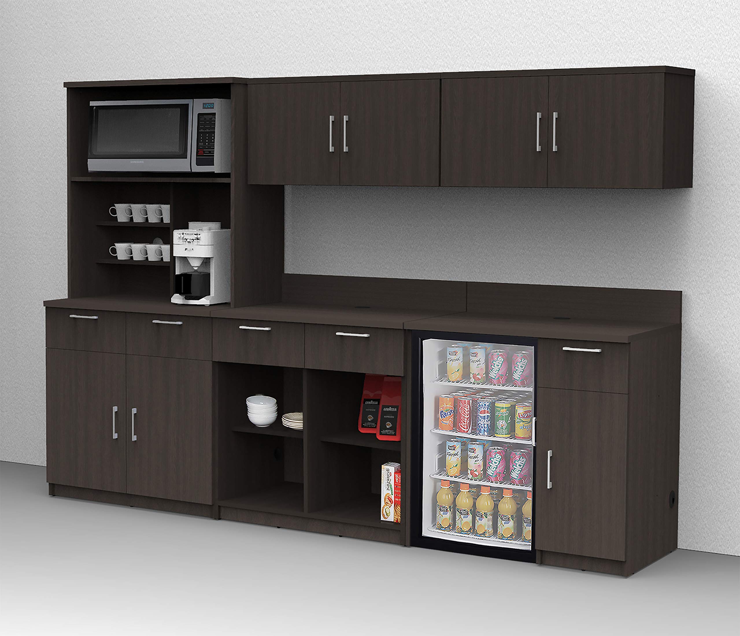 BREAKtime Coffee Break 6-Piece Espresso Buffet Set Model 6915 - 108-Inch Wide Factory Assembled Office Lunchroom Furniture (Perfect for Cafeterias, Break Rooms & Corporate Dining Areas)
