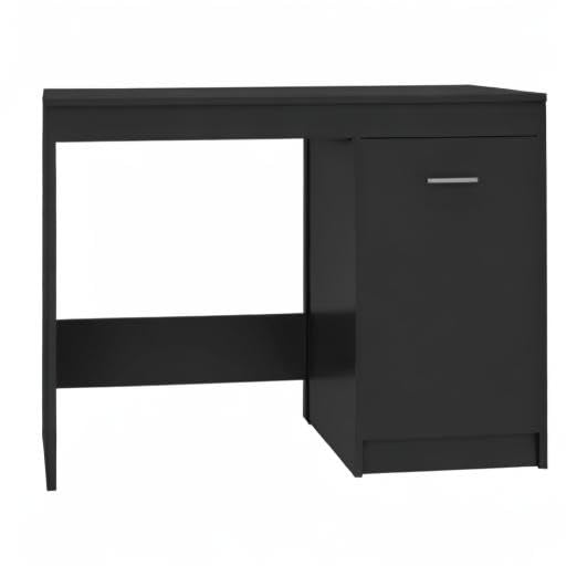 Modern Scandinavian Style Writing Desk with Integrated Cabinet - Engineered Wood Home Office Desk, Compact Size in Gray - Perfect for Small Spaces, Dorm Rooms & Cozy Workstations
