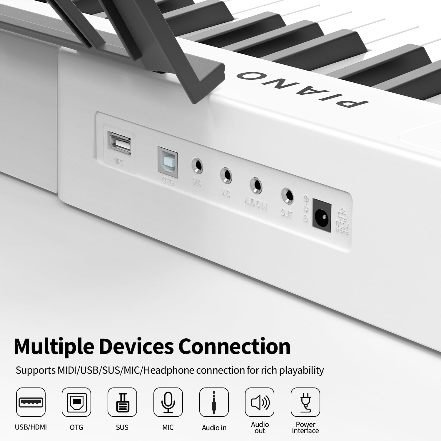 88-Key Full Size Semi-Weighted Digital Piano with Stand | Bluetooth Electronic Keyboard with Built-In Speakers, Sustain Pedal & MIDI/USB/MP3 Connectivity | Perfect for Beginners & Adults | Home Studio, Music Lessons & Live Performances