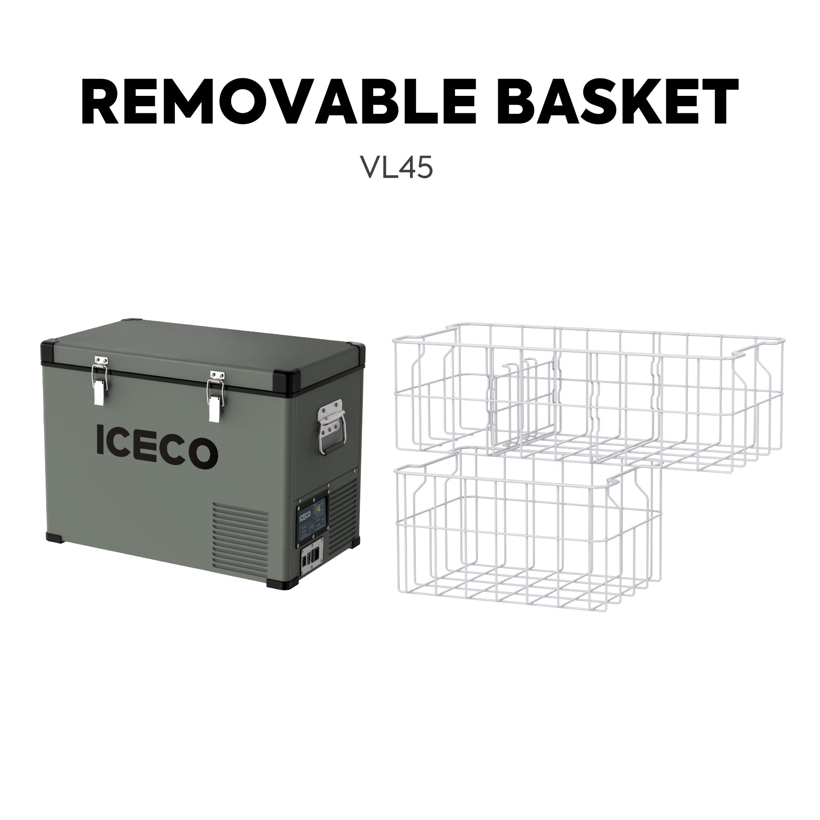 ICECO VL45 47.5QT Portable Car Refrigerator Freezer - 12V/24V DC & 110-240V AC Single Zone Cooler for Camping, Road Trips & Outdoor Adventures