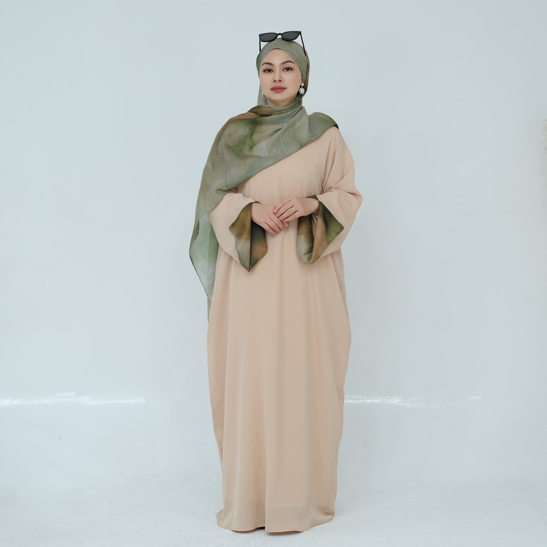 Chloe Abaya and Hijab Set for Women - Modest Islamic Prayer Dress in Beige - Perfect for Eid, Ramadan, and Daily Wear
