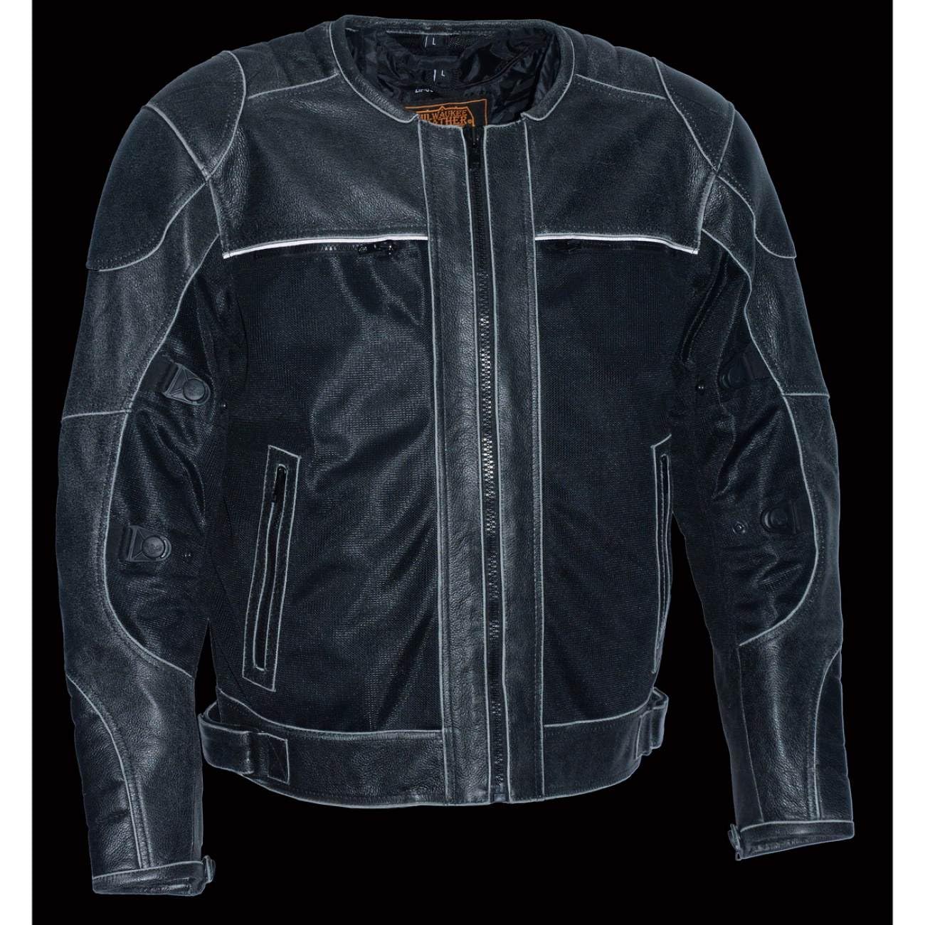 Milwaukee Performance Men's Mesh & Leather Scooter Jacket - Breathable Motorcycle Riding Gear for Urban Commuting & Outdoor Adventures