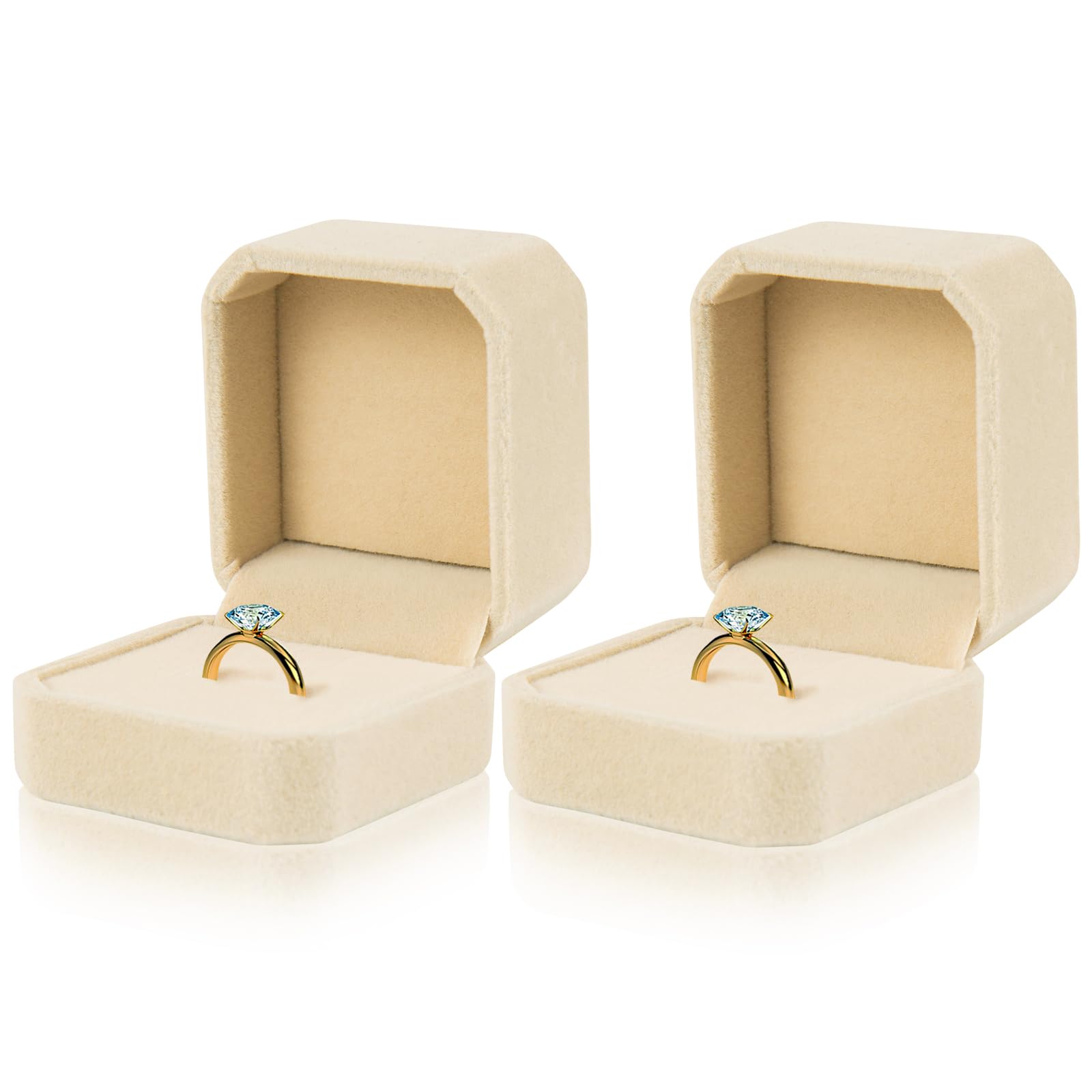 Lamoutor 2-Piece Velvet Ring and Earring Jewelry Gift Box Set - Elegant Beige Storage Case for Engagement Rings, Wedding Bands & Fine Jewelry - Perfect for Proposals, Anniversaries & Special Occasions