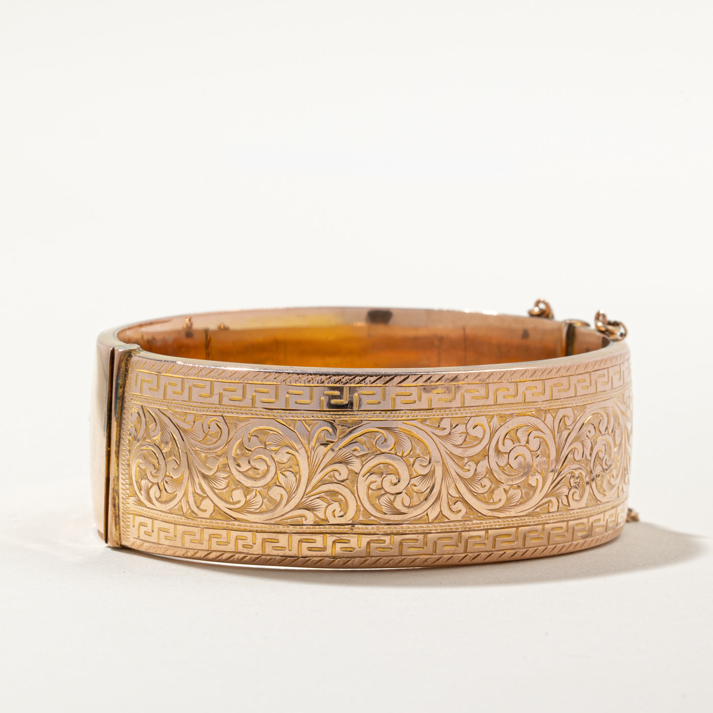 Vintage 1944 Birmingham 9k Yellow Gold Engraved Bangle Bracelet - 7 Inch - Perfect for Antique Jewelry Collectors & Special Occasions