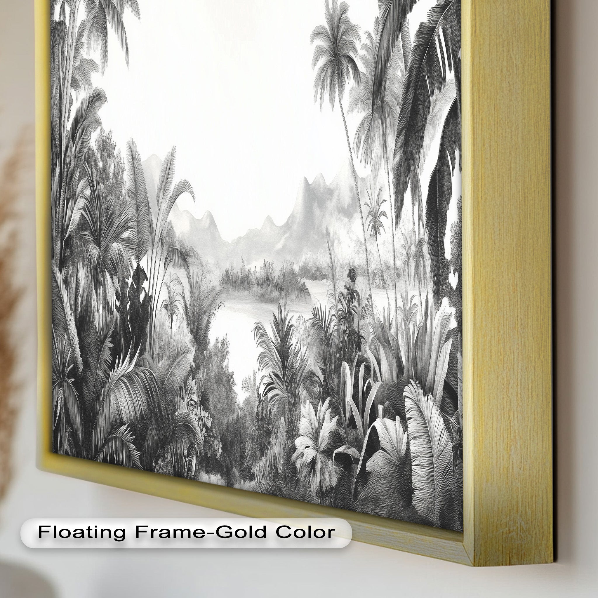 Black and White Jungle Wall Art - Tropical Nature Oil Painting for Living Room, Bedroom & Office Decor | Handmade Canvas Print