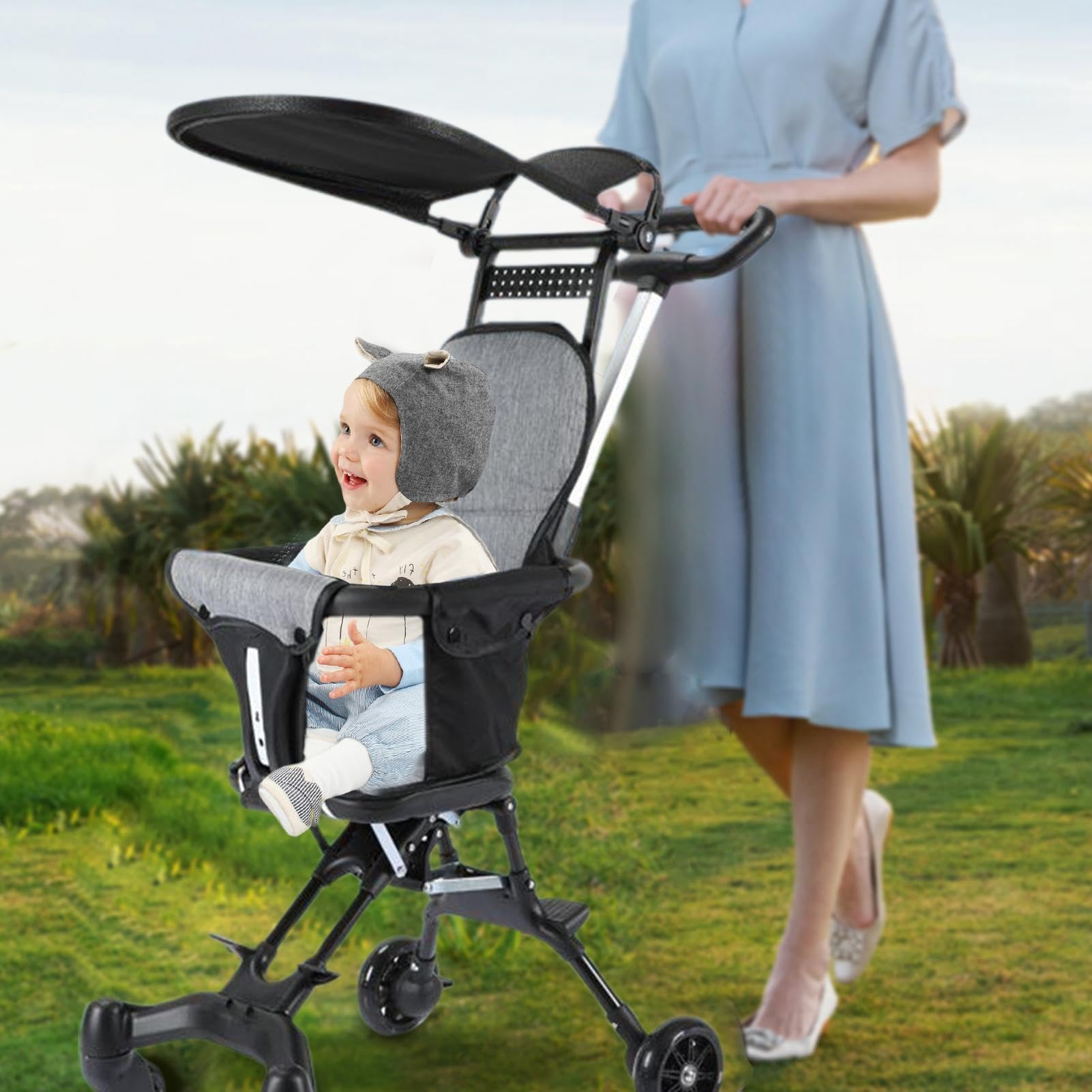 Lightweight Portable Toddler Stroller - Compact Travel Stroller for Airplane & Car Storage with Detachable Canopy | Perfect for Walking, Shopping & Family Trips