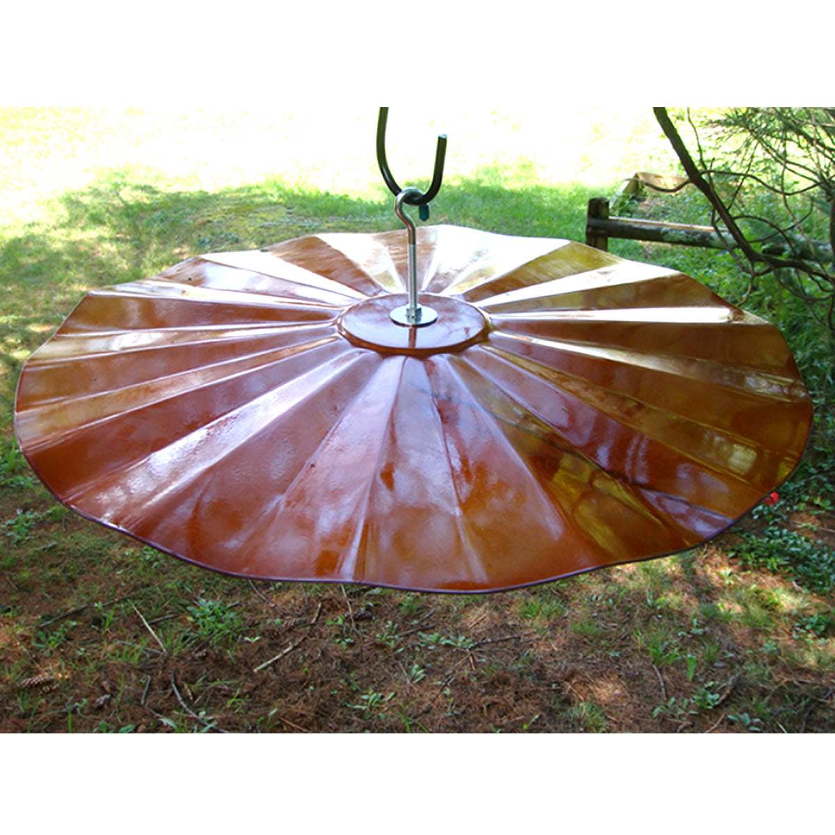 Extra Large Hanging Disk Squirrel Baffle - Copper Tinted Bird Feeder Protector for Outdoor Gardens & Backyards | Durable Squirrel Deterrent for Pole-Mounted Feeders