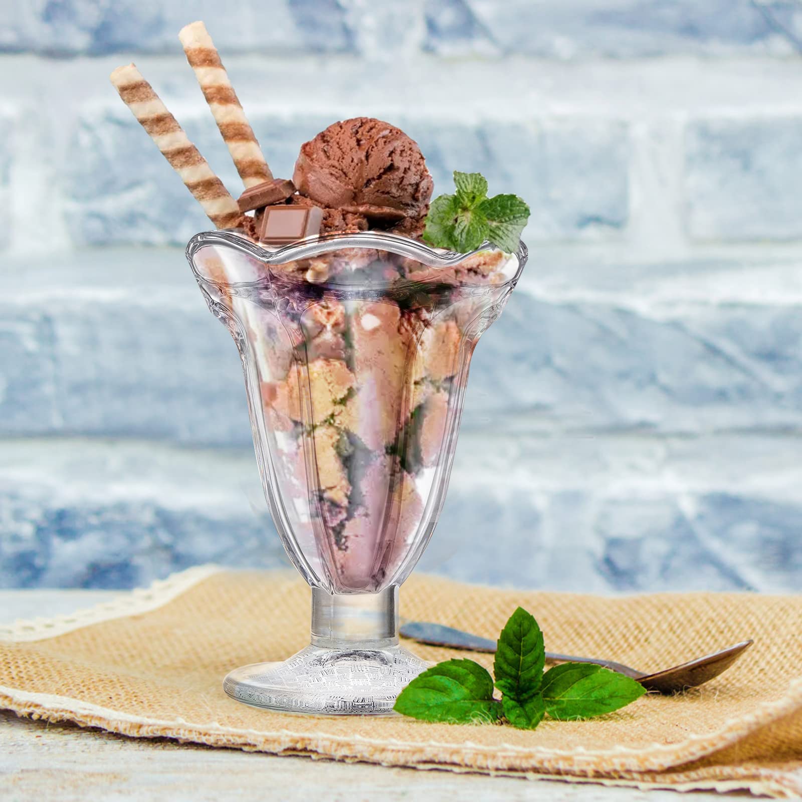 ZENFUN 6-Pack Glass Sundae Cups - 6.7oz Clear Dessert Bowls for Ice Cream, Fruit, Cocktails - Perfect for Parties & Home Desserts