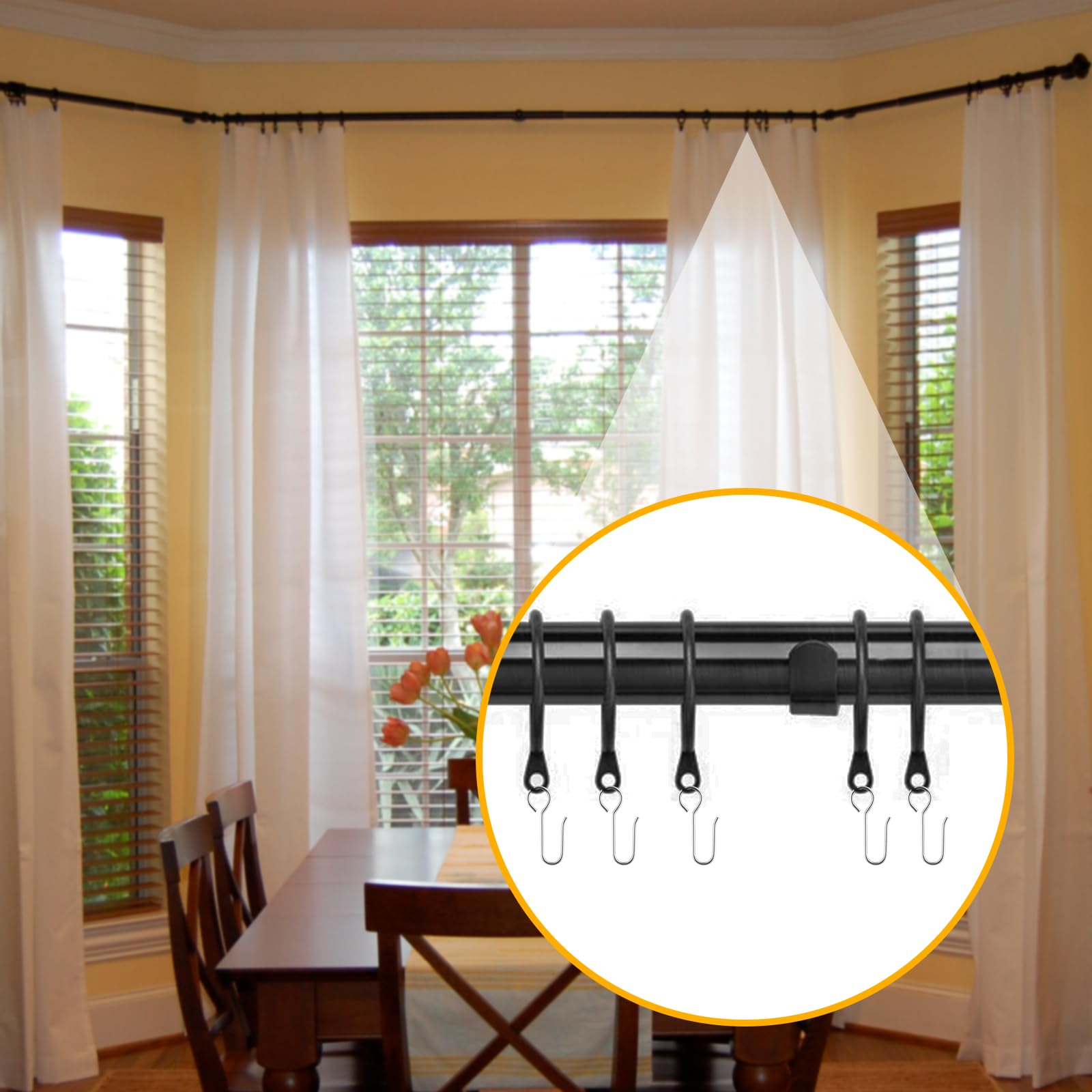 Hordion 60pcs S-Shaped Metal Curtain Hooks - Small Ceiling & Shower Curtain Track Hooks for Drapes, Wires & Bathroom - Silver | Perfect for Hanging Bathroom Shower Curtains, Window Drapes & Ceiling Tracks