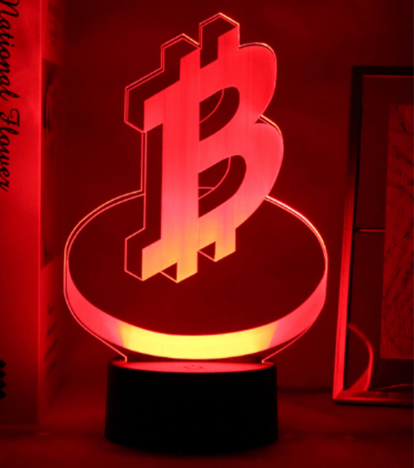 3D Bitcoin Night Light LED Touch Lamp - 7 Color Changing Optical Illusion Desk Decor for Home Office | Perfect Gift for Christmas, Birthday, Kids Room & Crypto Enthusiasts